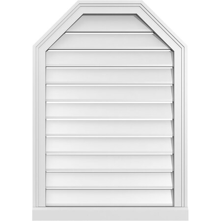 Ekena Millwork Octagonal Top Surface Mount PVC Gable Vent w/ 2"W x 2"P Brickmould Sill Frame, 24"W x 34"H GVPOT24X3403SF